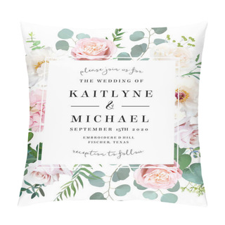 Personality  Elegant Wedding Card With Spring Flowers Pillow Covers