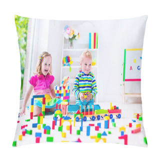 Personality  Kids Playing At Day Care With Wooden Toys Pillow Covers