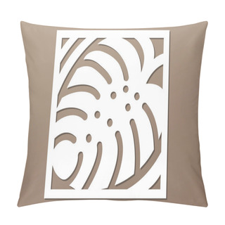 Personality  Decorative Panel Laser Cutting. Wooden Panel. Elegant Modern Monstera Pattern. Tree Leave. Stencil. Ratio 1:1. Vector Illustration. Pillow Covers