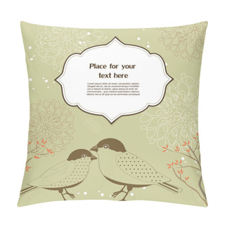 Personality  Floral Greeting Card With Birds Pillow Covers