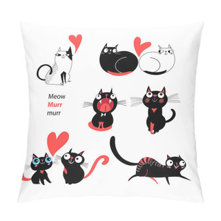 Personality  Vector Set Of Enamored Cats  Pillow Covers