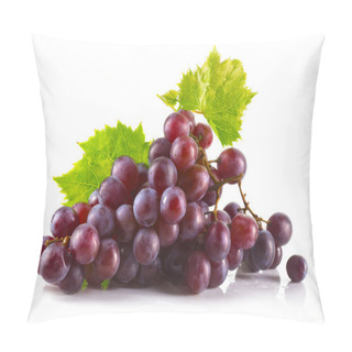Personality  Bunch Of Ripe Red Grapes With Leaves Isolated On White Pillow Covers