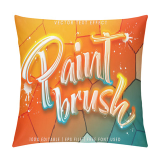 Personality  Paintbrush Text, Trendy And Colorful Editable Text Effect Style Pillow Covers