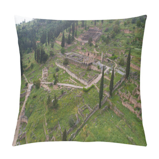 Personality  Aerial View Of Archaeological Site Of Ancient Delphi, Site Of Temple Of Apollo And The Oracle, Greece Pillow Covers
