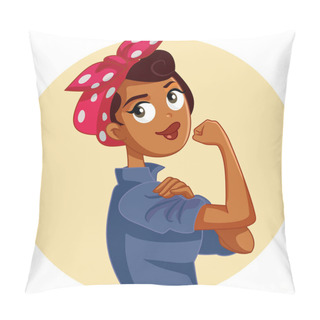 Personality   Powerful Iconic Female Role Model Showing Strength Pillow Covers