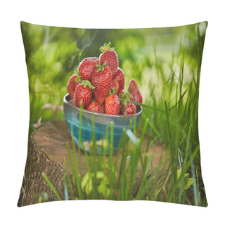 Personality  Fresh Sweet Strawberries In Bowl On Stump Pillow Covers