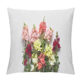 Personality  Beautiful Fresh Blooming Decorative Flowers On Grey Background  Pillow Covers