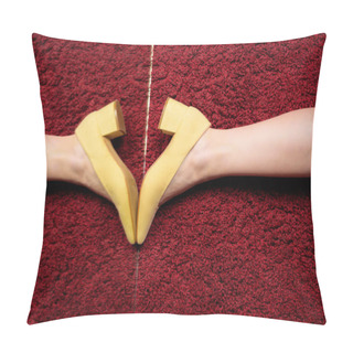 Personality  Partial View Of Female Leg In Yellow Shoe Reflecting In Mirror Pillow Covers