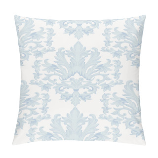 Personality  Vintage Baroque Damask Floral Pattern Acanthus Imperial Style. Vector Decor Background. Luxury Classic Ornament. Royal Victorian Texture For Wallpapers, Textile, Fabric. Blue Color Pillow Covers