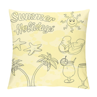 Personality  Summer Holidays Picture Vector Illustration   Pillow Covers