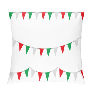 Personality  Green White And Red Party Garlands With Pennants. Vector Buntings Set. Pillow Covers