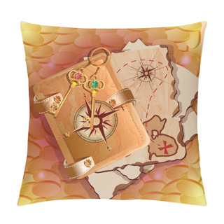 Personality  Treasure Map With Keys. Vector Illustration. Pillow Covers