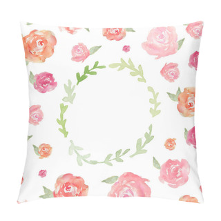 Personality  Watercolor Peonies Frame Background Pillow Covers