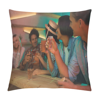 Personality  Multiethnic Friends Drinking Cocktails In Bar Pillow Covers