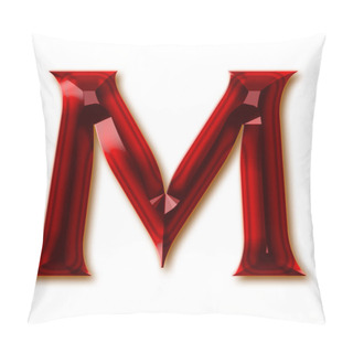 Personality  Letter M From Stylish Faceted Ruby Alphabet, Shiny Gemstone Letters, Numbers And Punctuation Marks Pillow Covers