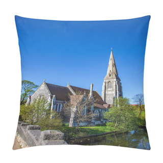 Personality  Calm Pond Near Beautiful Old Church At Sunny Day, Copenhagen, Denmark Pillow Covers