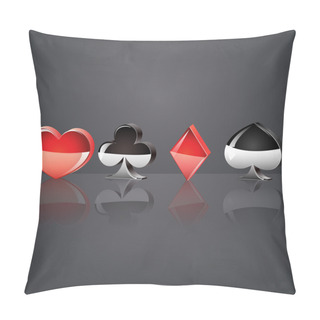 Personality  Set Of Card Suits On Black Background. Vector Illustration. Pillow Covers
