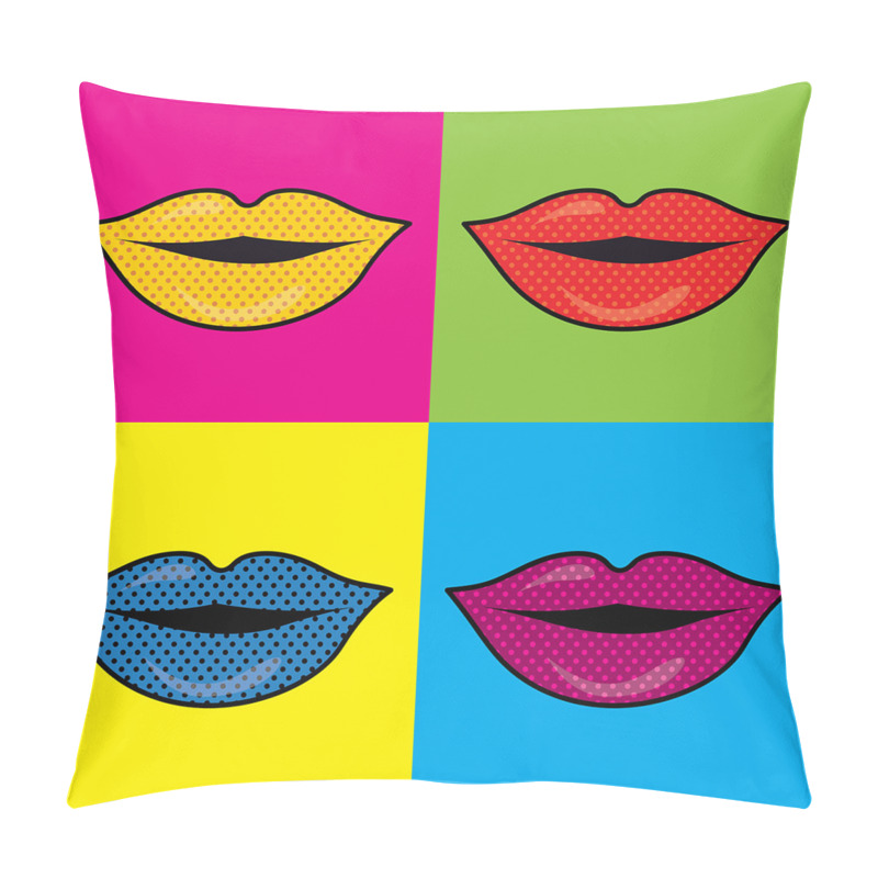 Personalise  Colored Lips in Squares pillow covers