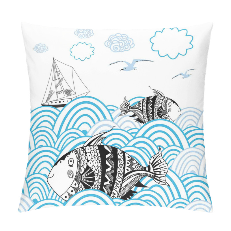 Personalise  Sketch Boat and Animals pillow covers