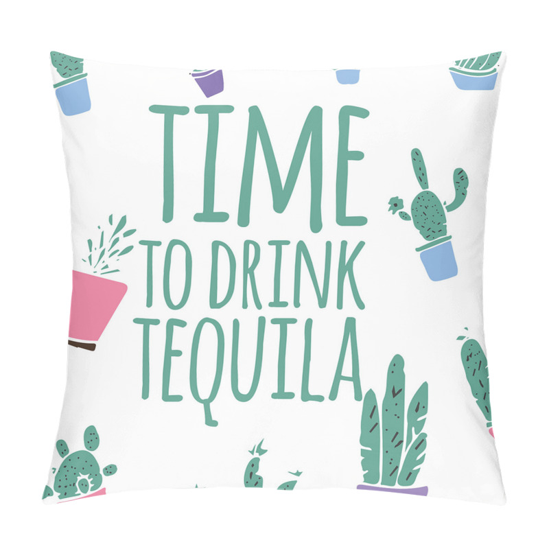 Customizable  Time to Drink Words Cactus pillow covers