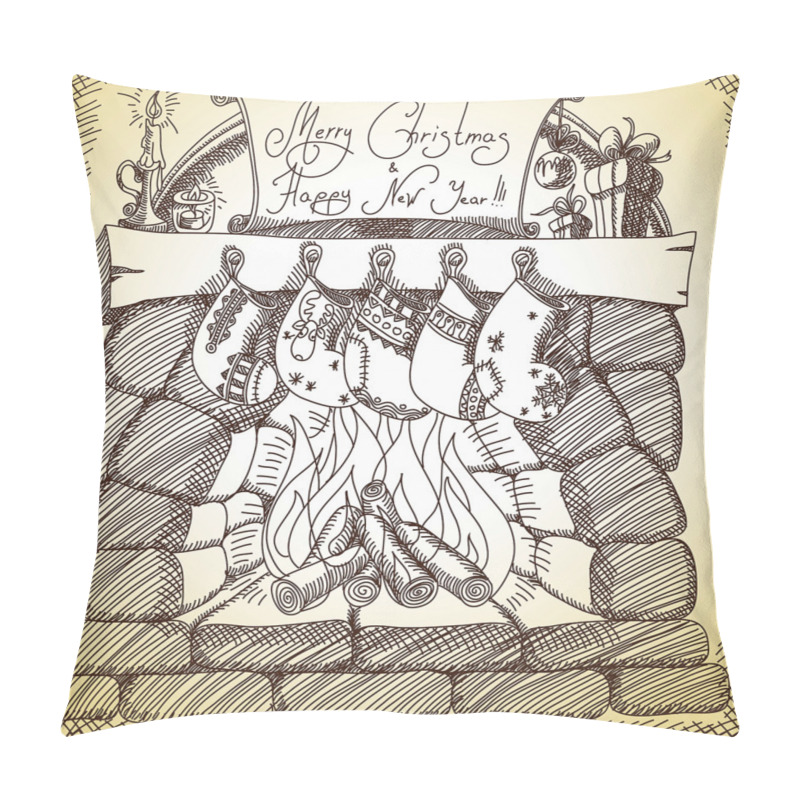 Personalise  Christmas Sketch Stocking pillow covers