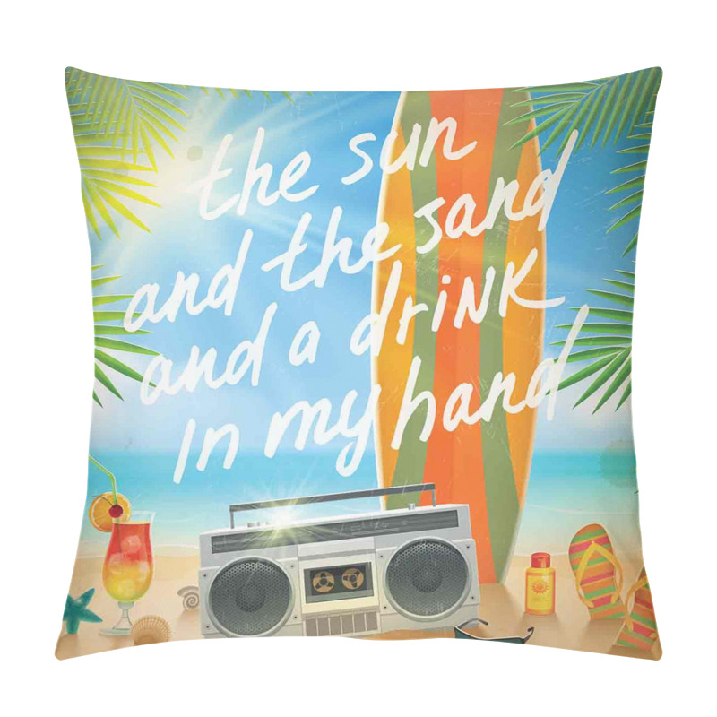 Personalise  Tropical Beach Surfboard pillow covers