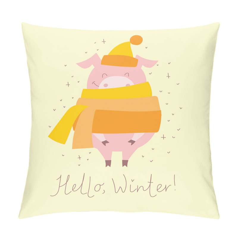 Personalise  Hello Winter Typography Animal pillow covers