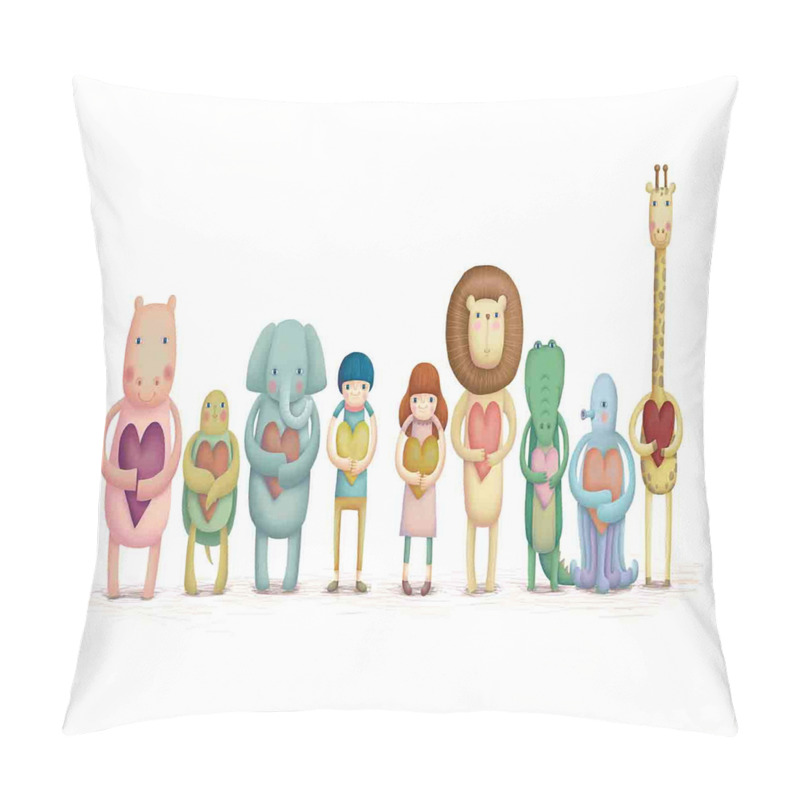 Personalise Animals Boy Girl Heart pillow covers