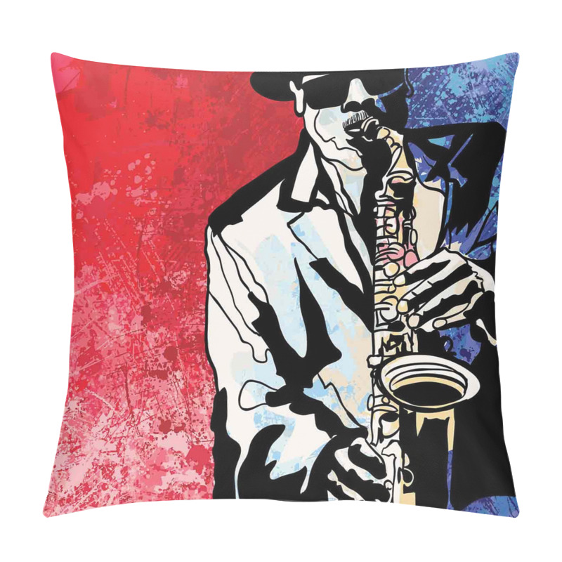 Customizable Musician Playing Saxophone pillow covers