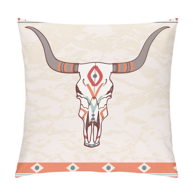 Custom  Ornate Bull Skull pillow covers