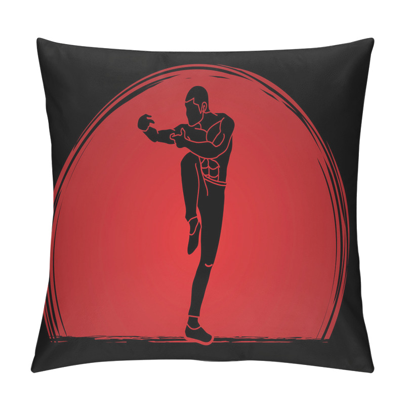 Customizable  Man Silhouette Pose Round pillow covers