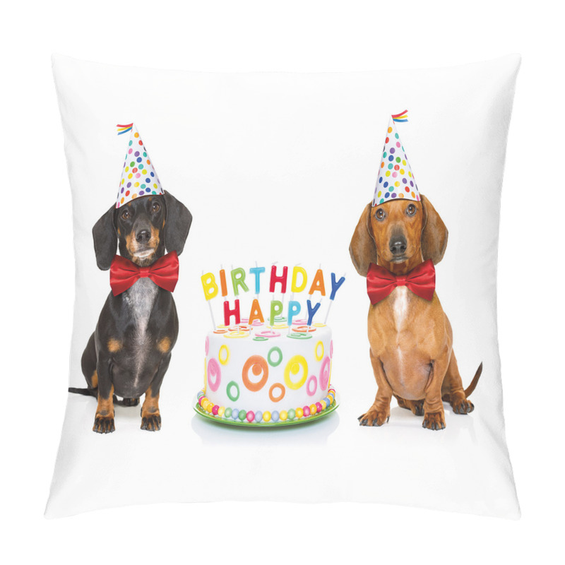 Customizable  Dogs Happy Birthday Cake pillow covers