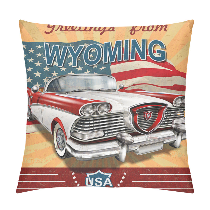 Personalise  Vintage Car and Greetings pillow covers
