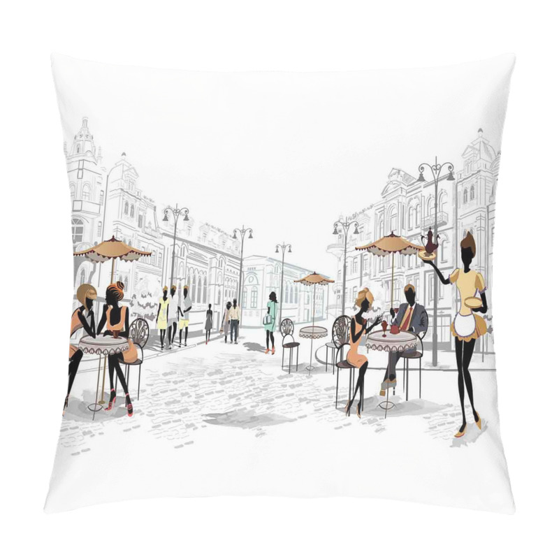 Personality  European Street Restaurant pillow covers