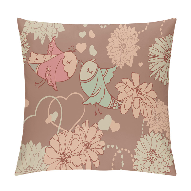 Personalise  Vintage Birds Flowers Love pillow covers
