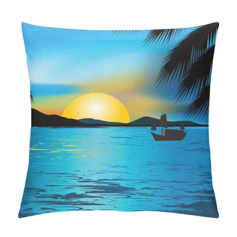 Custom  Calm Sunrise Fishing Boat pillow covers