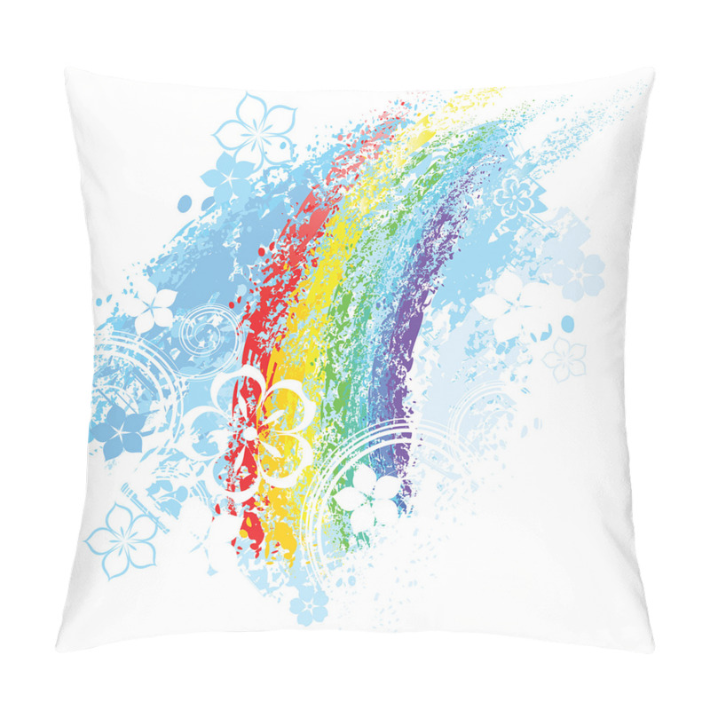 Customizable  Grungy Colorful Flowers pillow covers