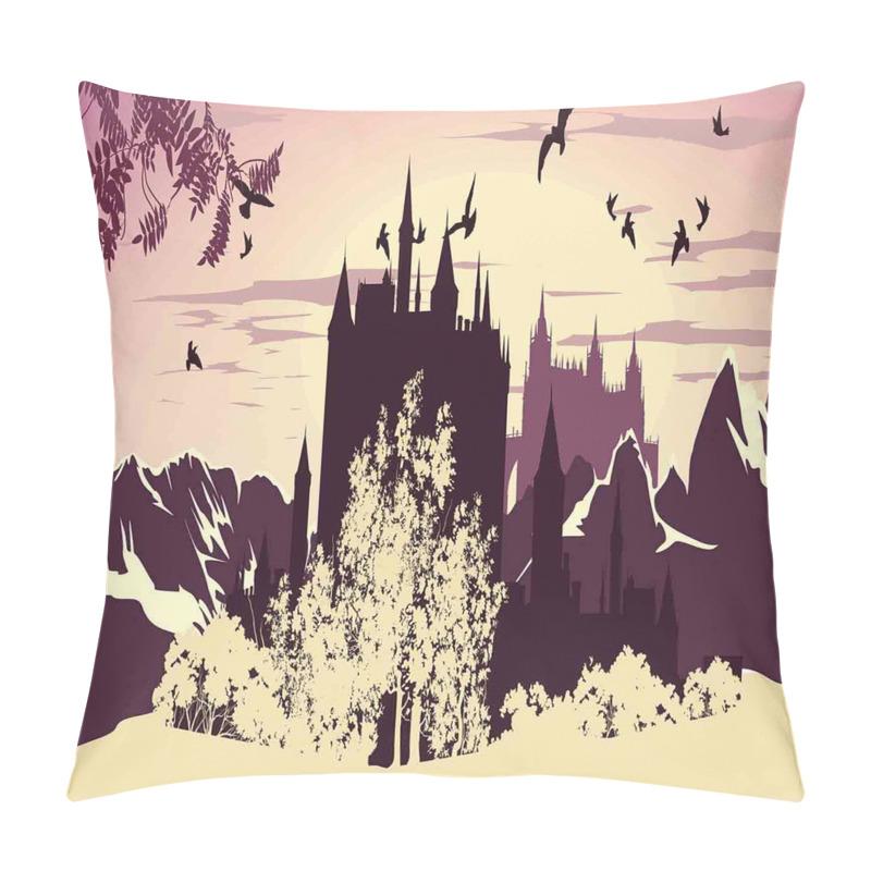 Personality  Castle in Mountains pillow covers