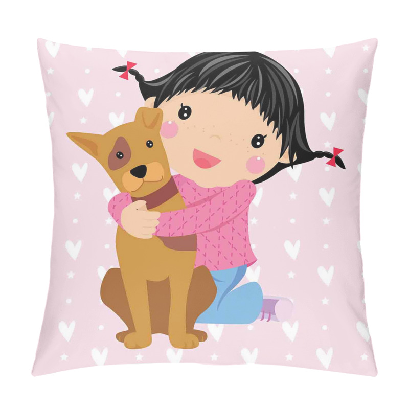 Customizable  Doodle Girl and Pet Dog pillow covers