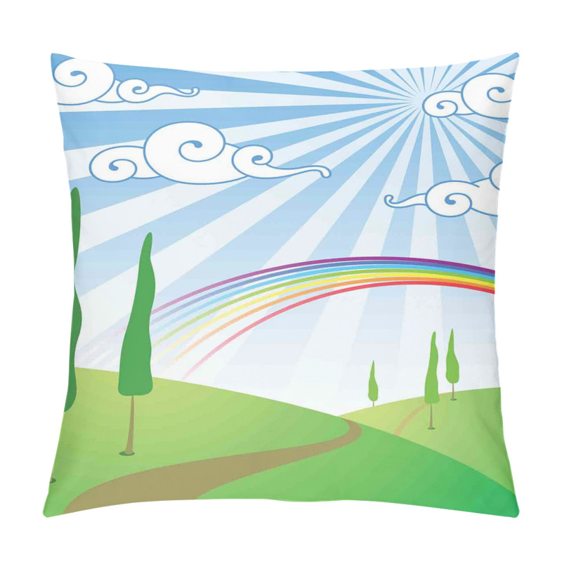 Custom  Rainbow on a Meadow Road pillow covers