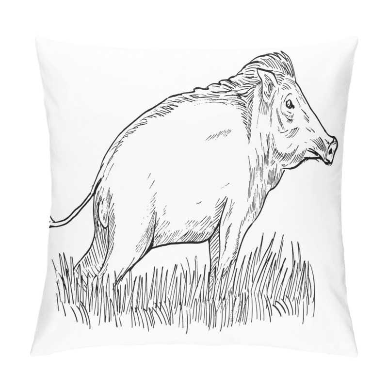 Personalise  Outline Sketch Wild Boar pillow covers