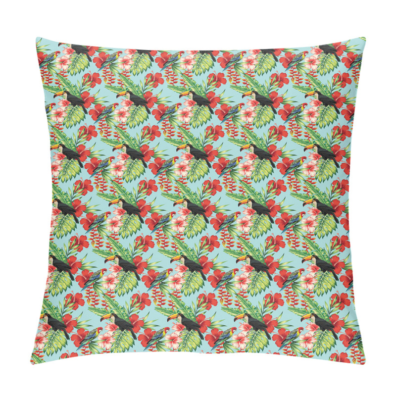 Customizable  Hibiscus Parrot and Toucan pillow covers