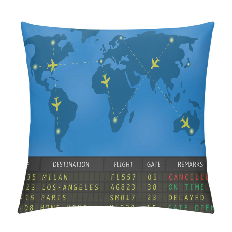 Personality  Departure Board World Map pillow covers