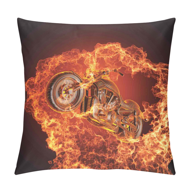 Personalise  Motorbike in Fire pillow covers