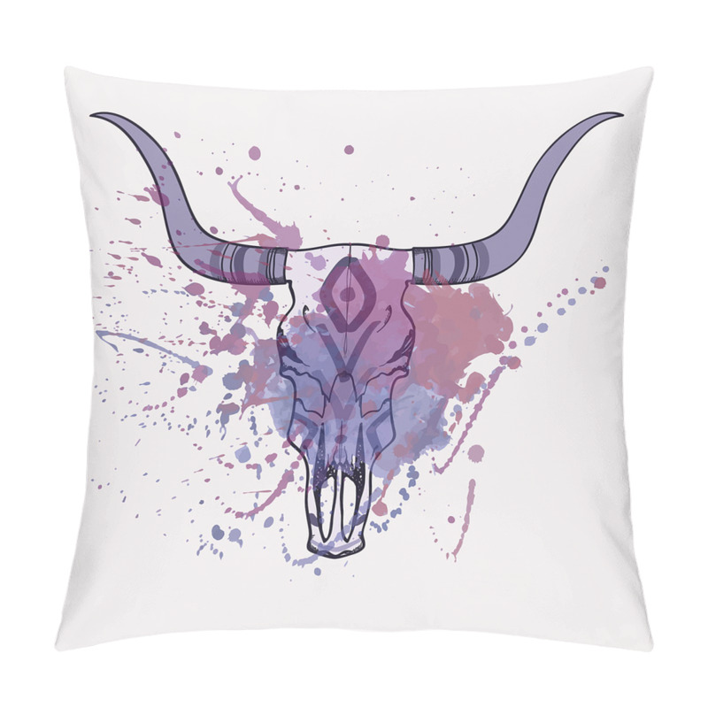 Personalise  Bull Skull with Splashes pillow covers
