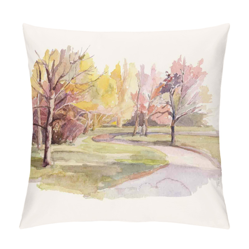 Personalise  Watercolor Trees and Road pillow covers