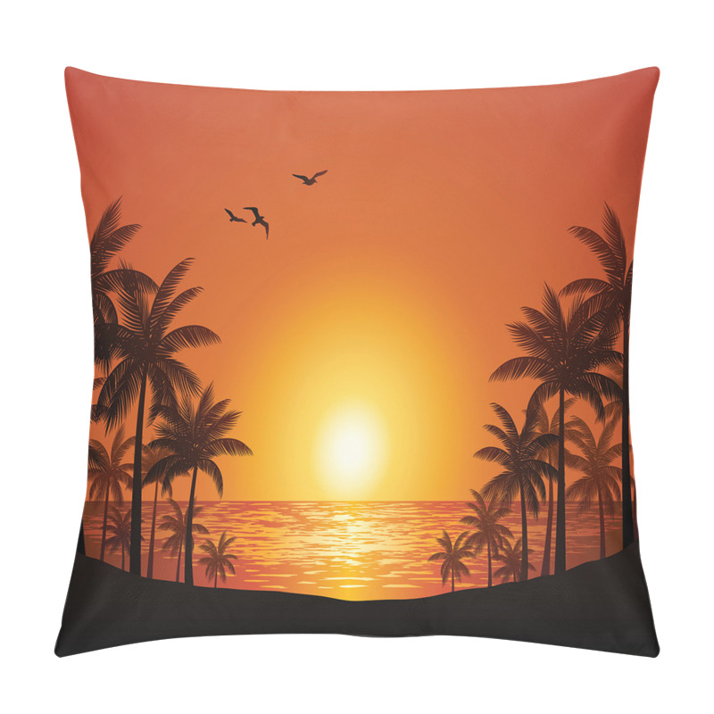 Personality  Tropic Sunset Trees Sun Sea pillow covers