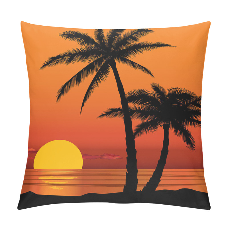 Personalise  Orange Ombre Sunset and Trees pillow covers