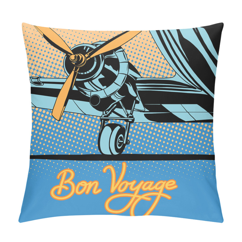 Customizable  Retro Plane with Propeller pillow covers