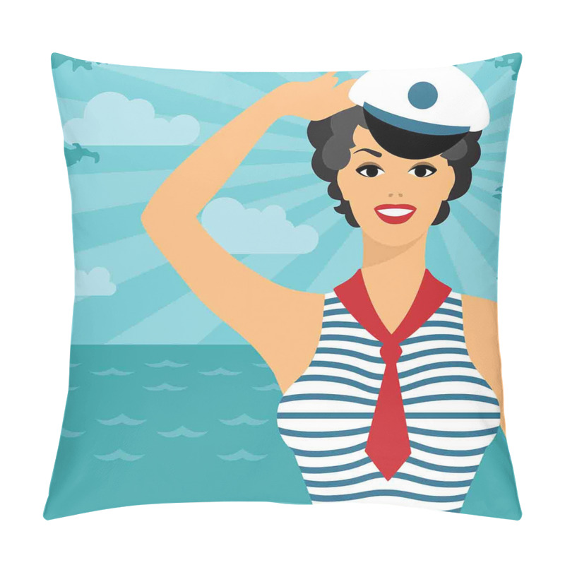Personalise Smiling Sailor Girl pillow covers